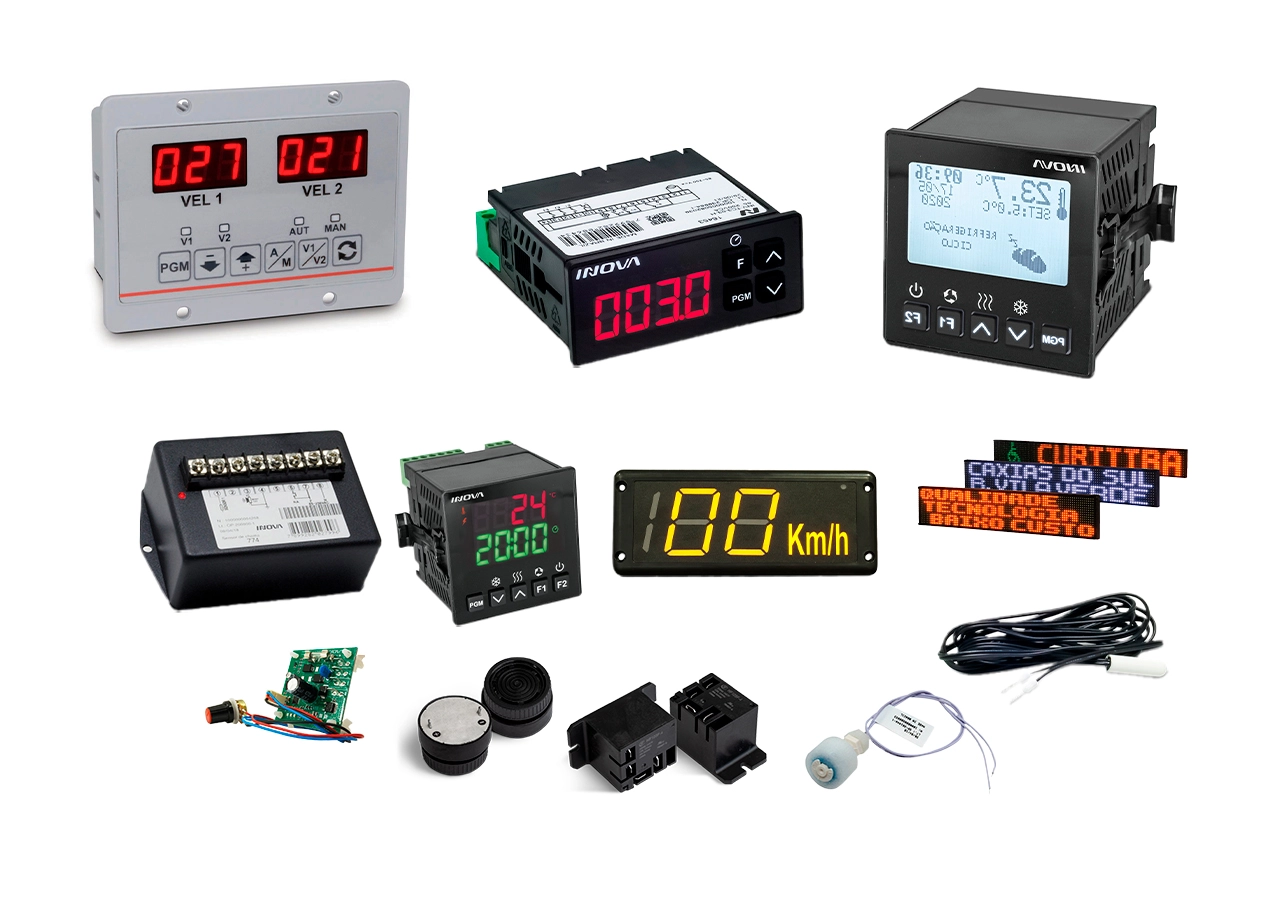 Produtos Inova dispostos na imagem.
