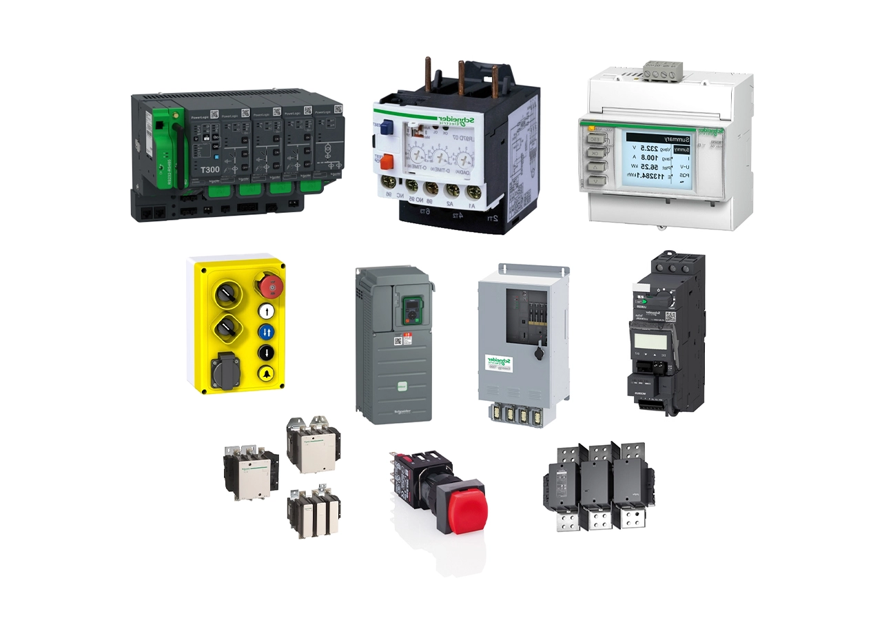 Produtos Schneider Eletric dispostos na imagem.